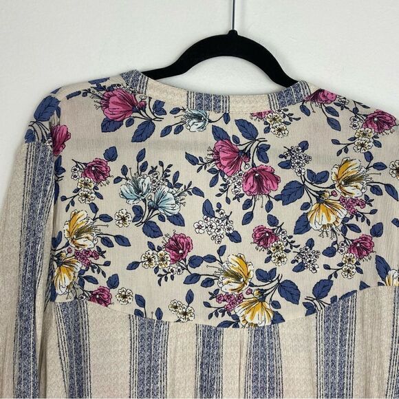 Hope Springs Women’s Blue & Cream Pleasant Top Striped Floral Boho Hippie 2XL - Picture 8 of 13